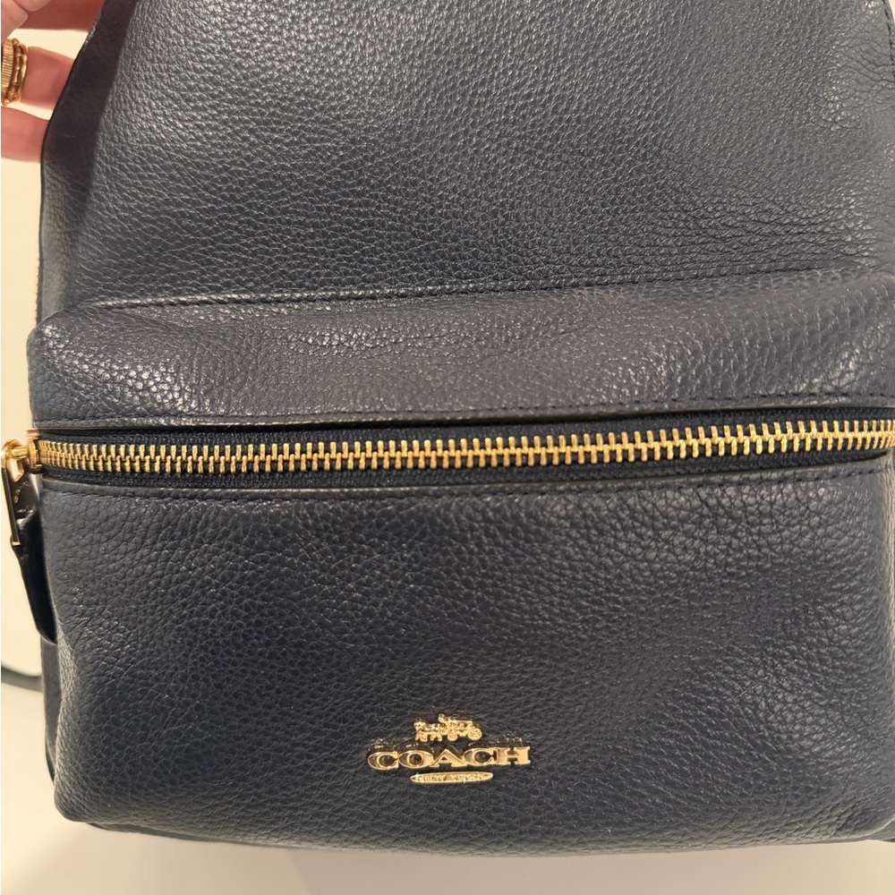 Coach Charlie Navy Leather Backpack - Picture 2 of 8